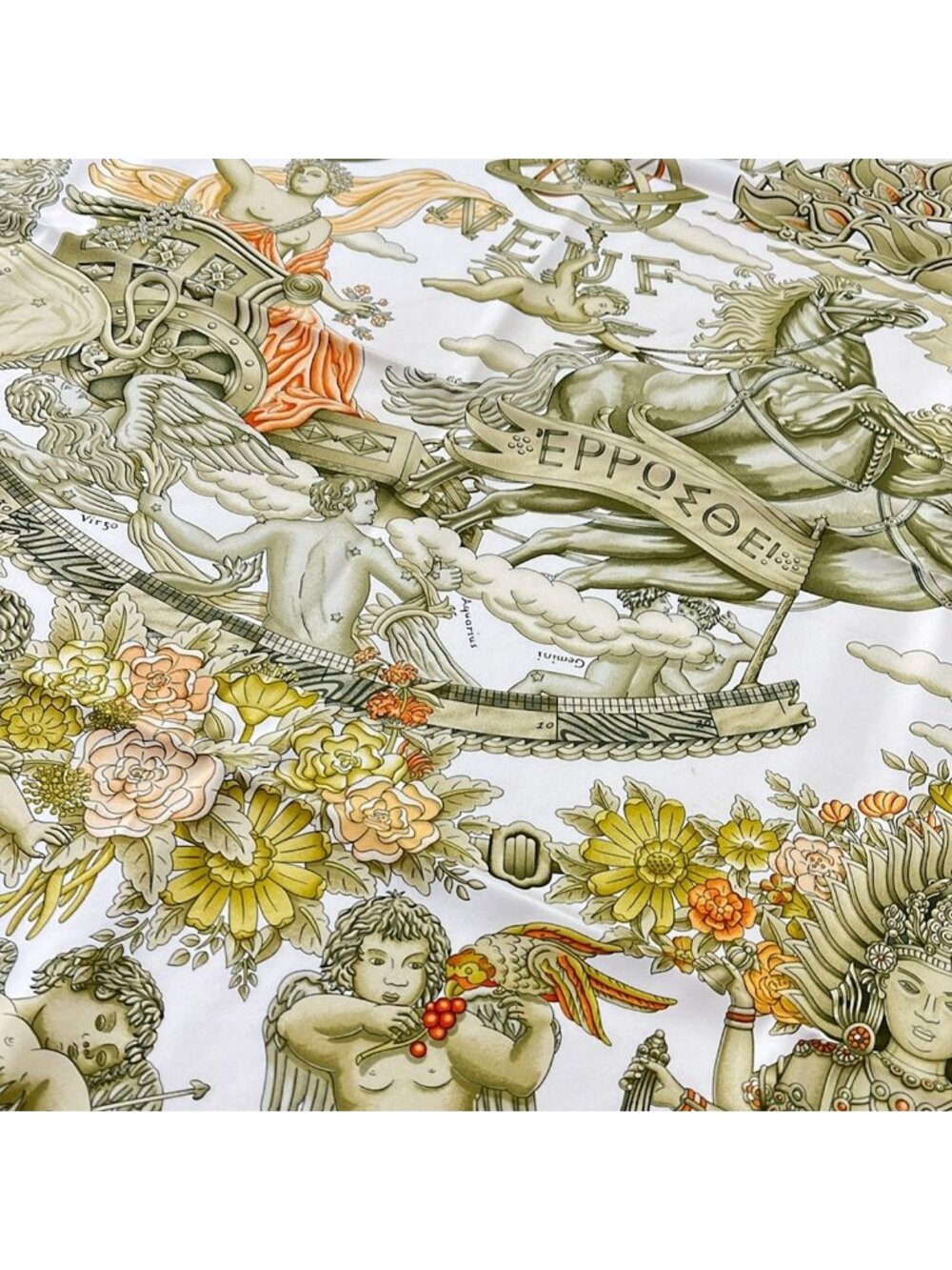 Hermes Scarf Carre 90 White Beige Multi le Matin Neuf - Picture 4 of 9